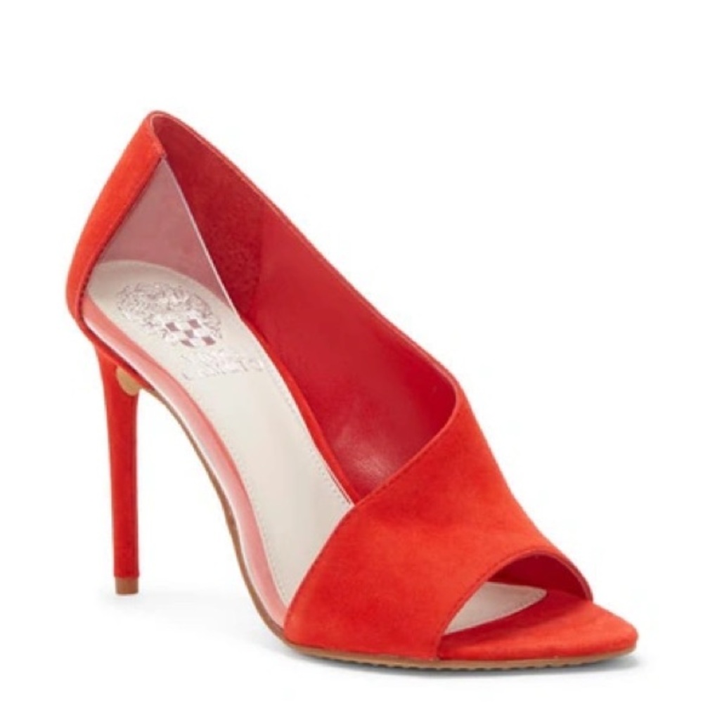 Vince Camuto Rivestan Vibrant Clear Panel Red Heels Pumps